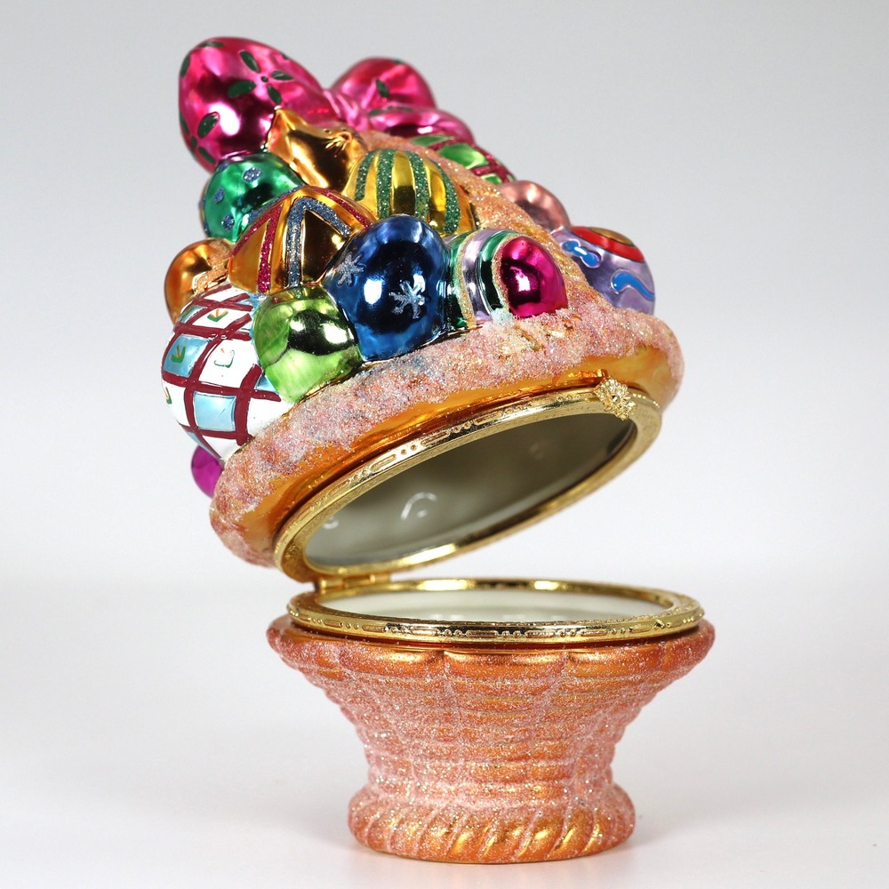 Christopher Radko Trinket Box Multicolor Christmas Ornament Basket Holiday
